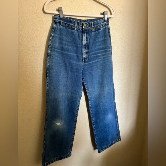 Vintage Britannia Wide Leg Sailor Jeans Sz 4 Distressed High Rise